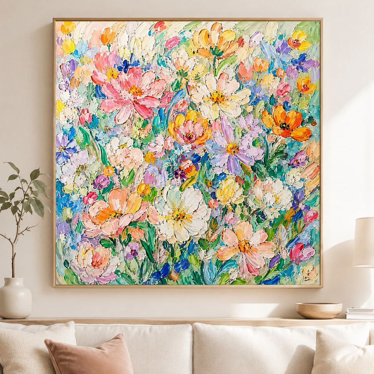 3D Texturiertes Floral Leinwand-Kunstwerk