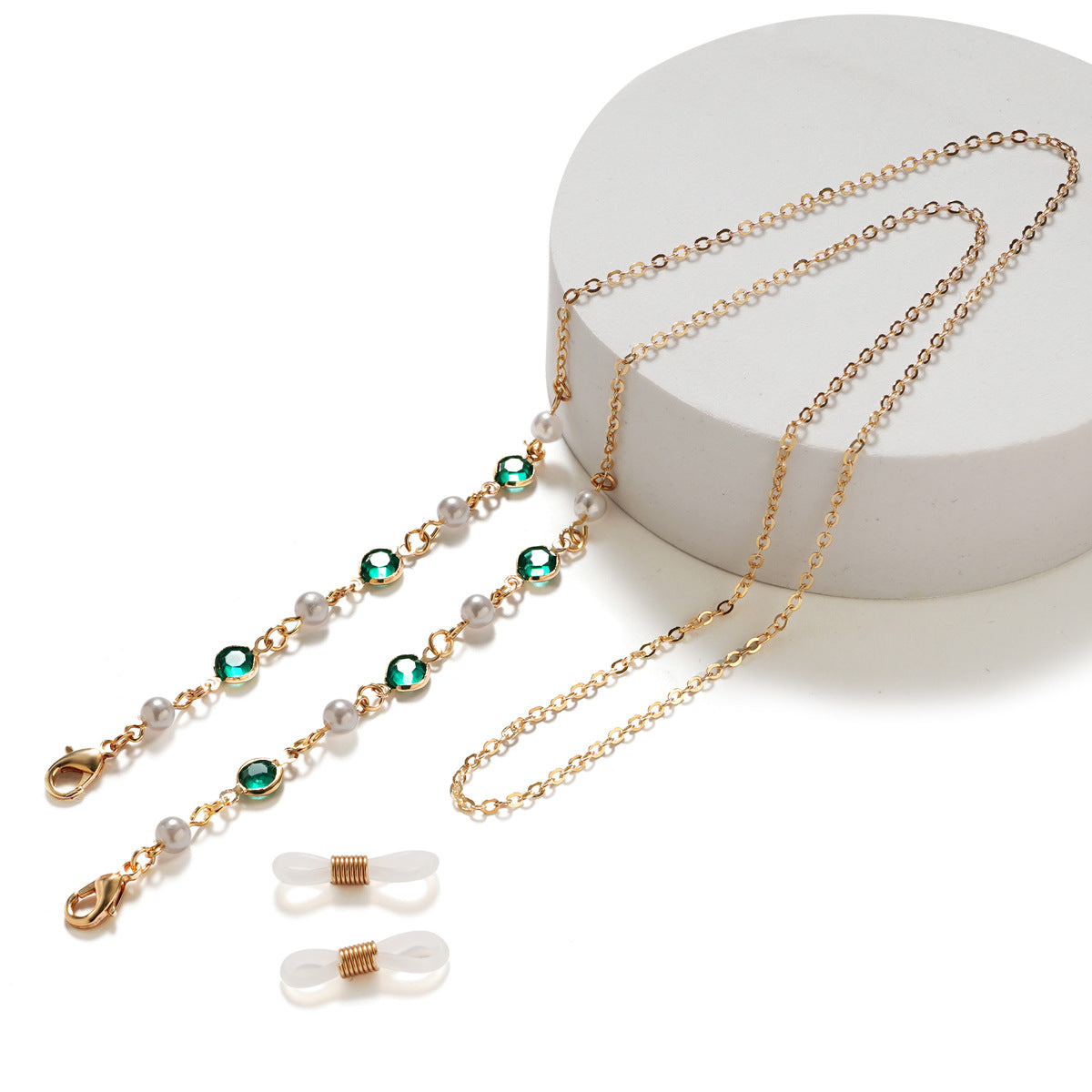Premium Perlen- und Amethyst-Brillekette Brehn