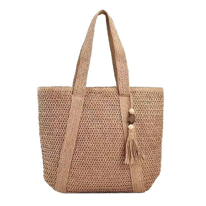 Handtasche Aus Natürlichem Geflecht mit Dekorativem Quastendetail Brehn