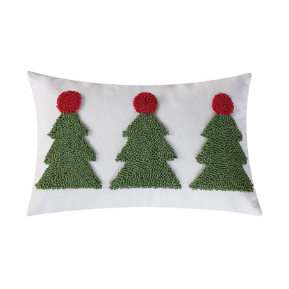 Rechteckiger dekorativer Kissenbezug mit tufted Tannenbaum-Applikation Brehn