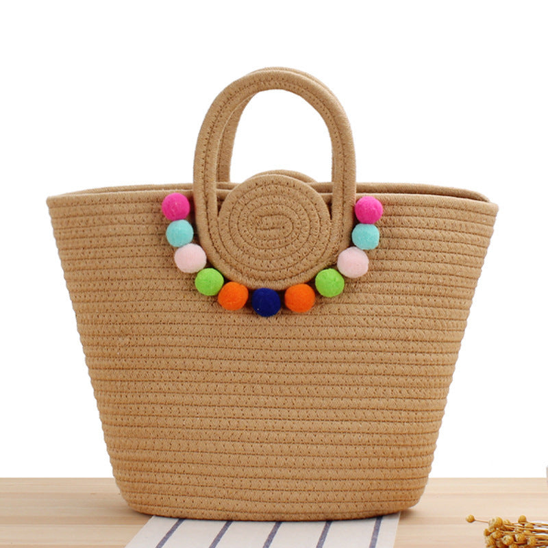 Modische Handtasche mit Verspieltem Pomponschmuck Brehn