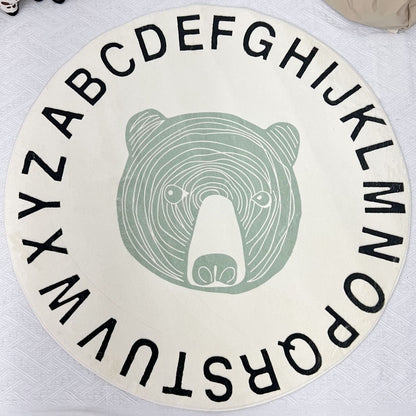 Runder Bildungs Baby Spielteppich mit Alphabetrand und Bärenillustration