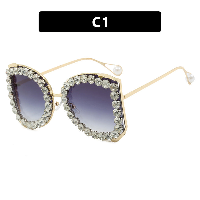 Damen extravagante Katzenaugen-Sonnenbrille mit funkelndem Strassrahmen Brehn