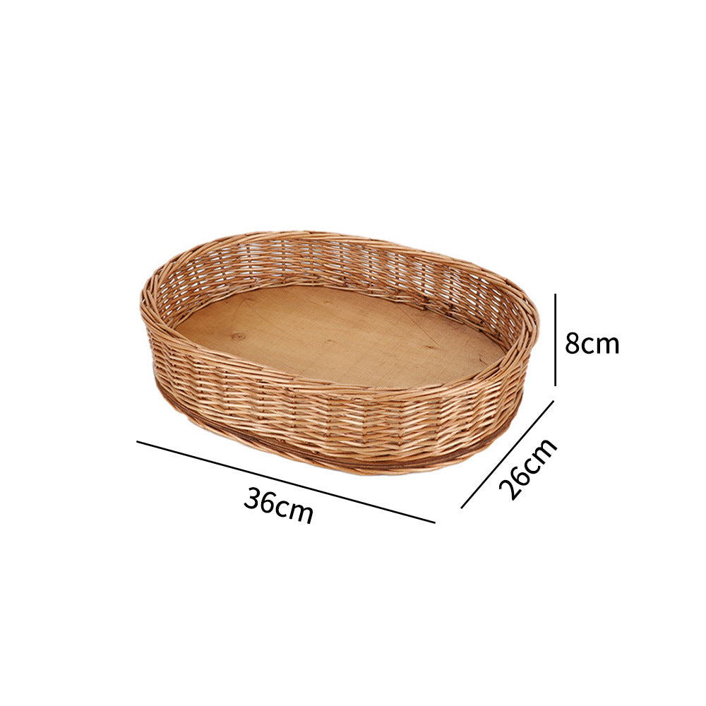 Dekorative runde geflochtene Korb mit Holzbasis