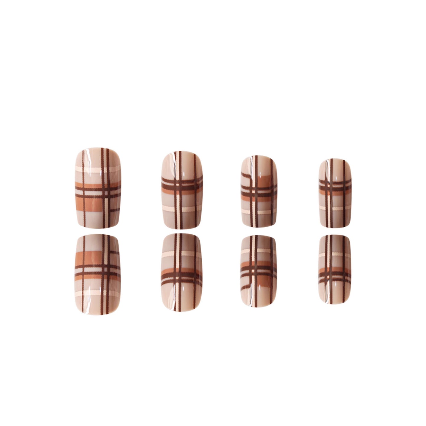 Stylisches Karomuster Press-On Nail Set Brehn