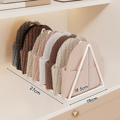 Dreieckiger Metall-Multi-Slot-Strickmütze und Beaniefächer-Rack