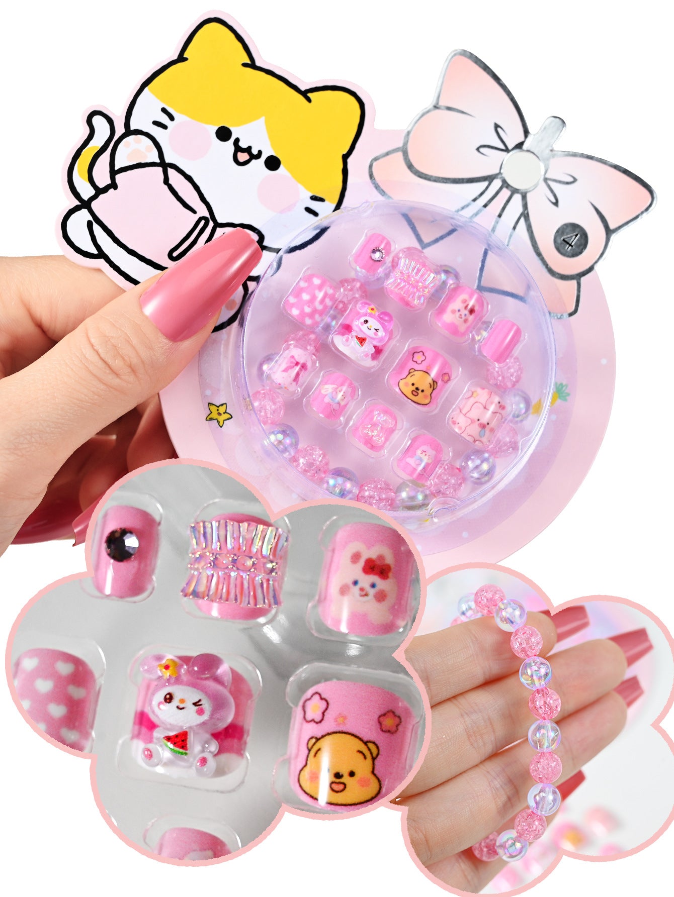 Niedliches Cartoon-Themen Press-On Nagelset Brehn