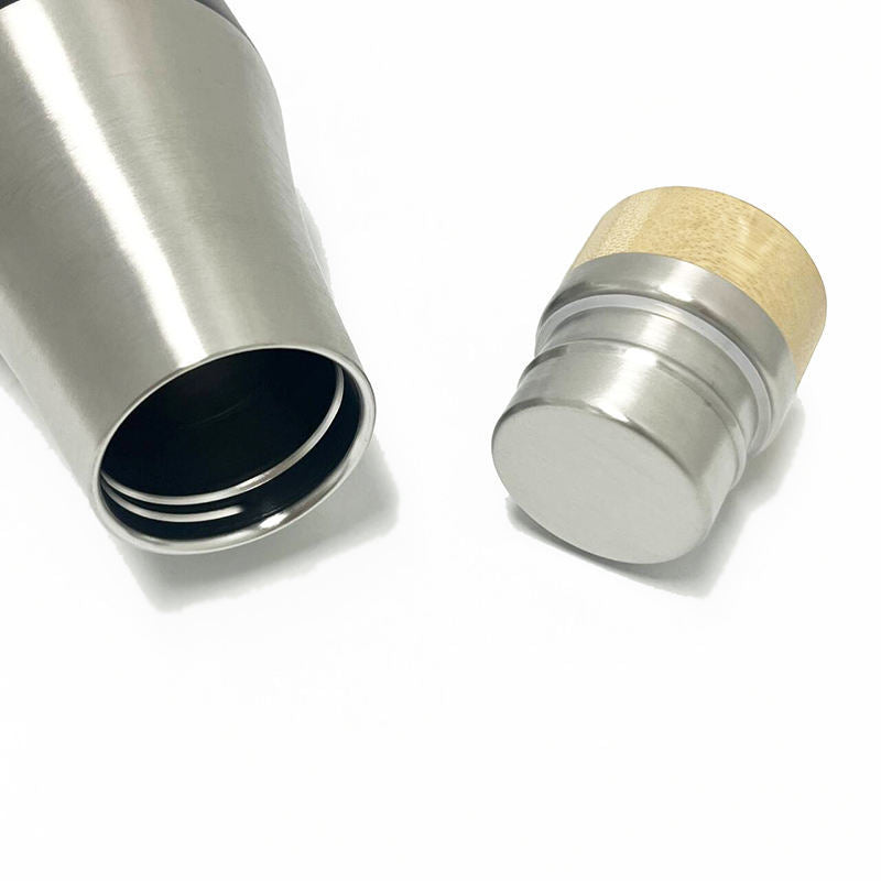 Damen doppelwandige Edelstahl Trinkflasche mit Bambusdeckel Brehn
