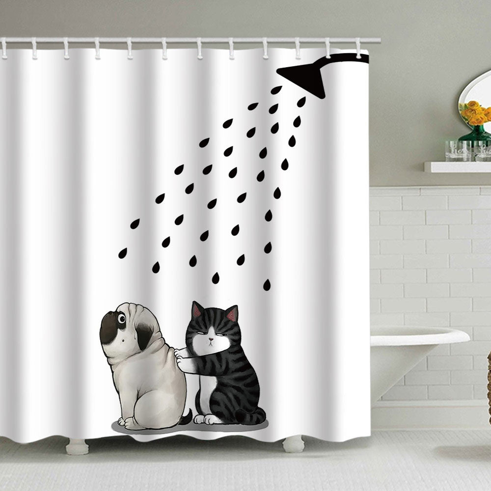 Künstlerische Hund Illustration Duschvorhang Brehn