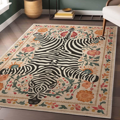 Künstlerischer Zebra-Print-Teppich für moderne Innenräume