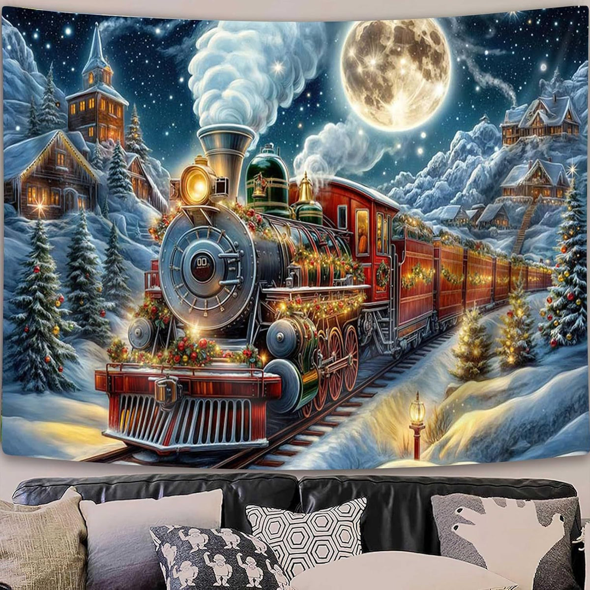 Weihnachtlich gestalteter Wandteppich