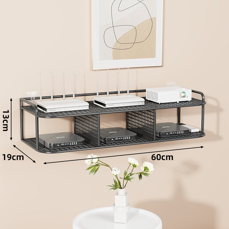 Wandmontierte belüftete Stahl-Dual-Tech-Regal für Router und Mediaplayer