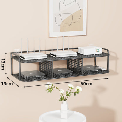 Wandmontierte belüftete Stahl-Dual-Tech-Regal für Router und Mediaplayer