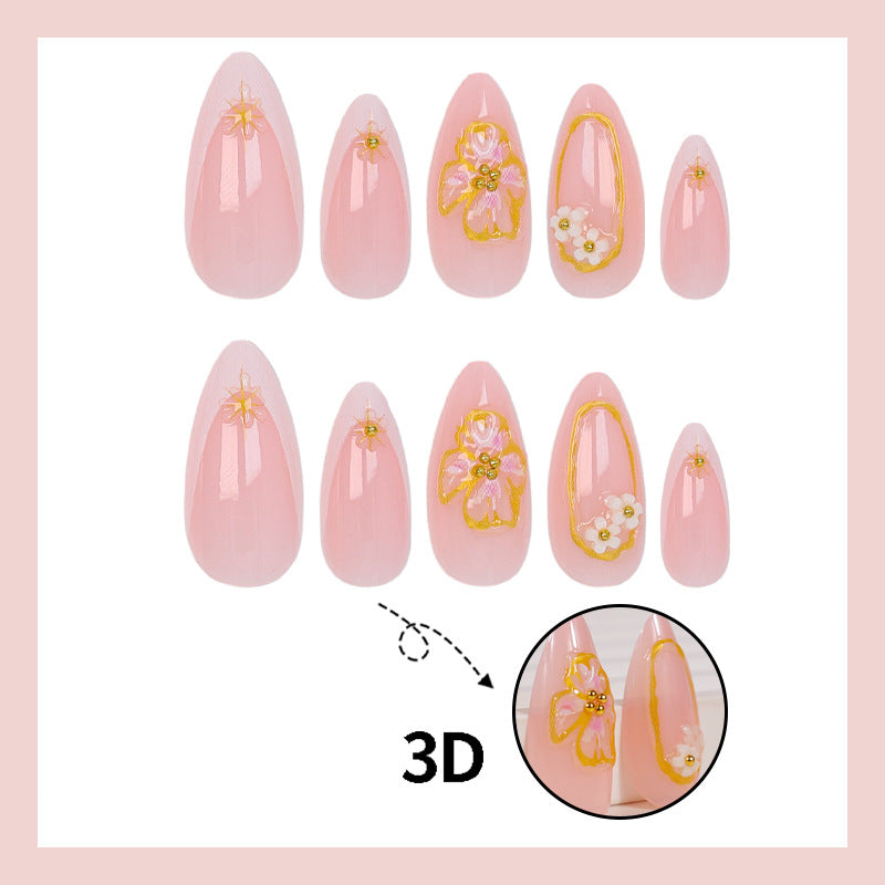 Kunstnagelset mit eleganten floralen und glamourösen Details Brehn
