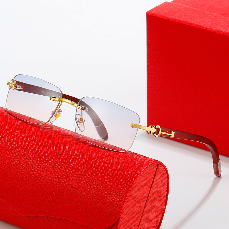 Damen modische Halbrahmen-Sonnenbrille mit luxuriösem Metall- und Kunststoffrahmen Brehn