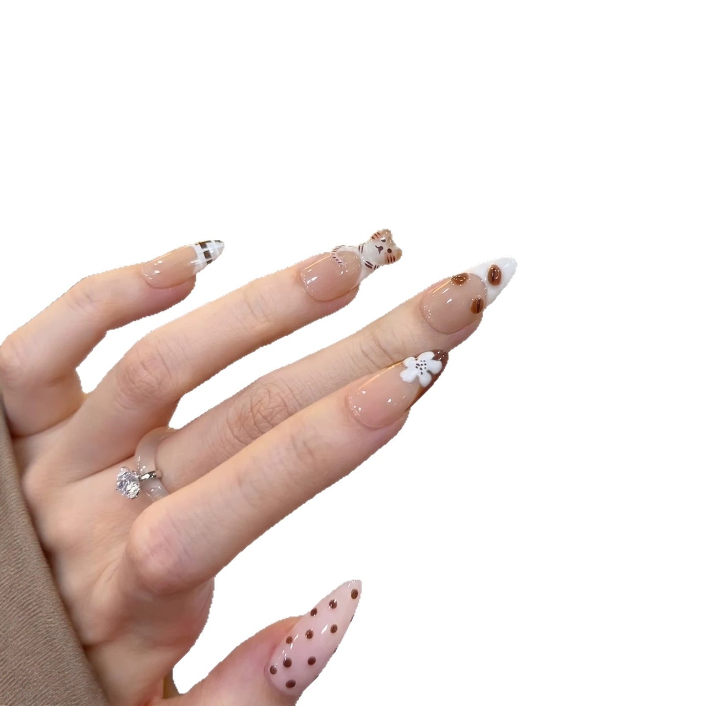 Verspieltes thematisches Press-On Nagelkunstset Brehn