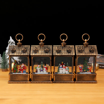 Nostalgische Weihnachtslaterne mit beweglich großem Weihnachtsmann Brehn