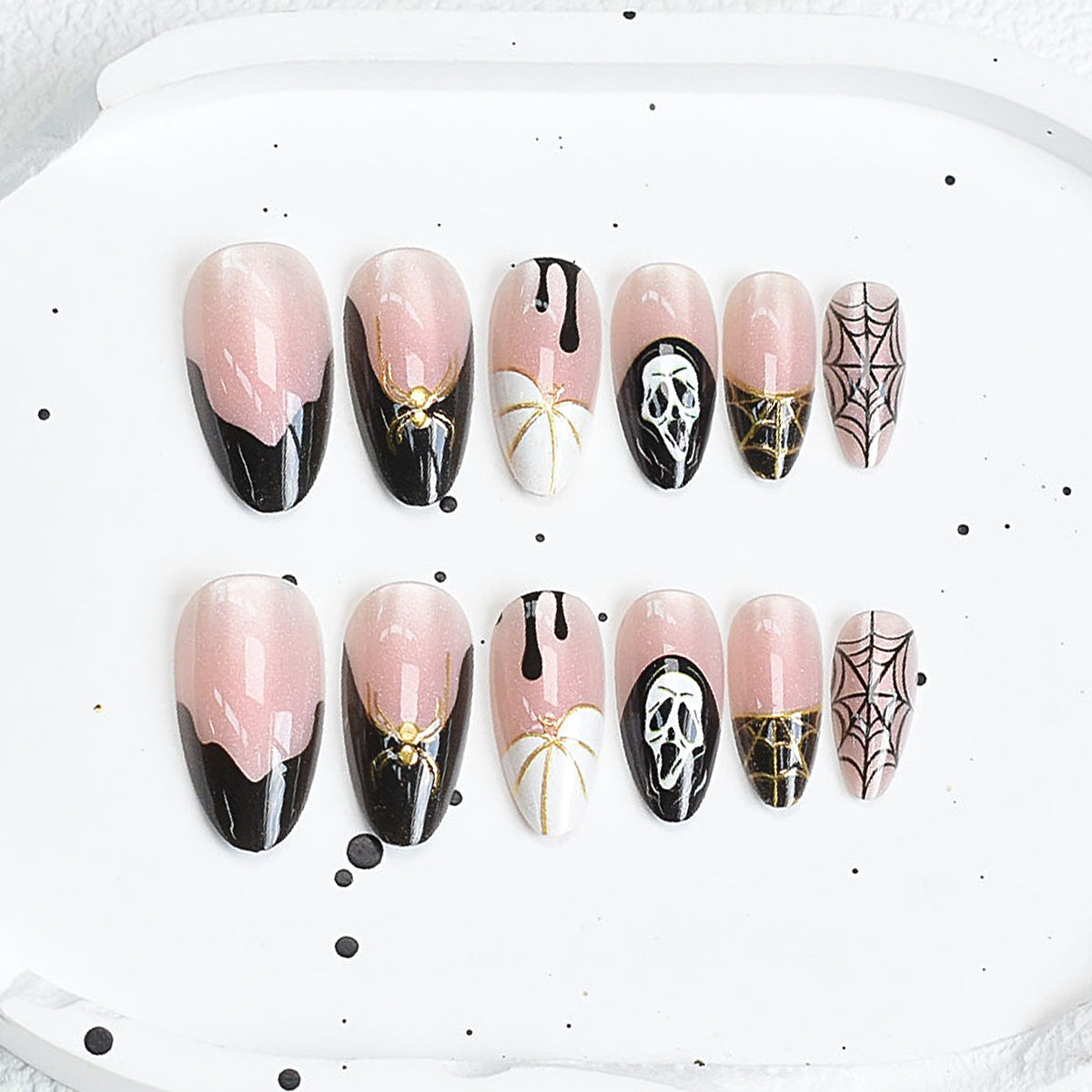 Künstlerisches Press-On-Nagelset mit Kirschblütenmuster Brehn