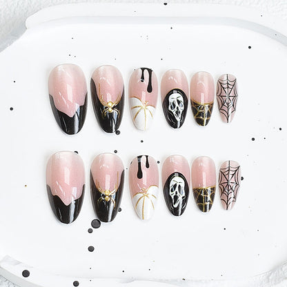 Künstlerisches Press-On-Nagelset mit Kirschblütenmuster Brehn