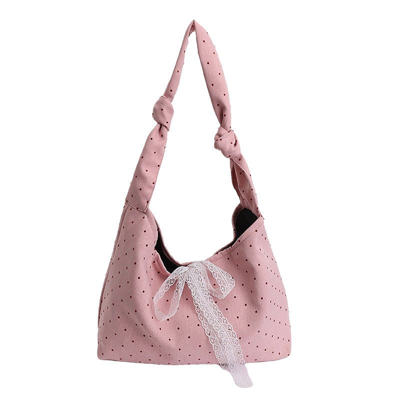 Polka Dot Canvas Hobo Tasche