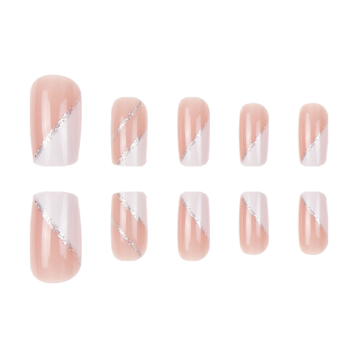 Elegante French Tip Stiletto Press-On Nägel mit Glitzerakzenten Brehn