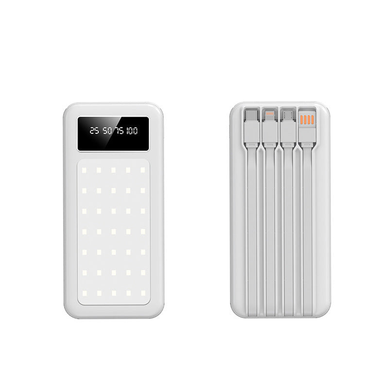 Tragbare Powerbank mit digitaler Leistungsanzeige und integriertem Kabelsystem Brehn