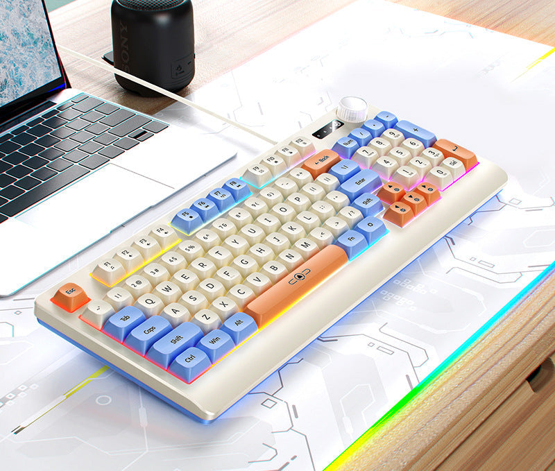 Retro RGB Mechanische Tastatur und Optische Gaming-Maus Set Brehn