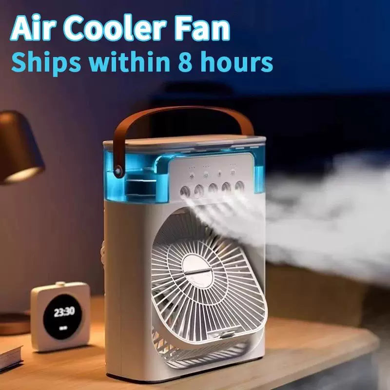 Unisex Einheitsgröße USB befeuchtender tragbarer Ventilator mit drei Geschwindigkeitsstufen, siebenfarbigem Stimmungslicht, abnehmbaren Wassertank und stabilem Tragegriff Brehn