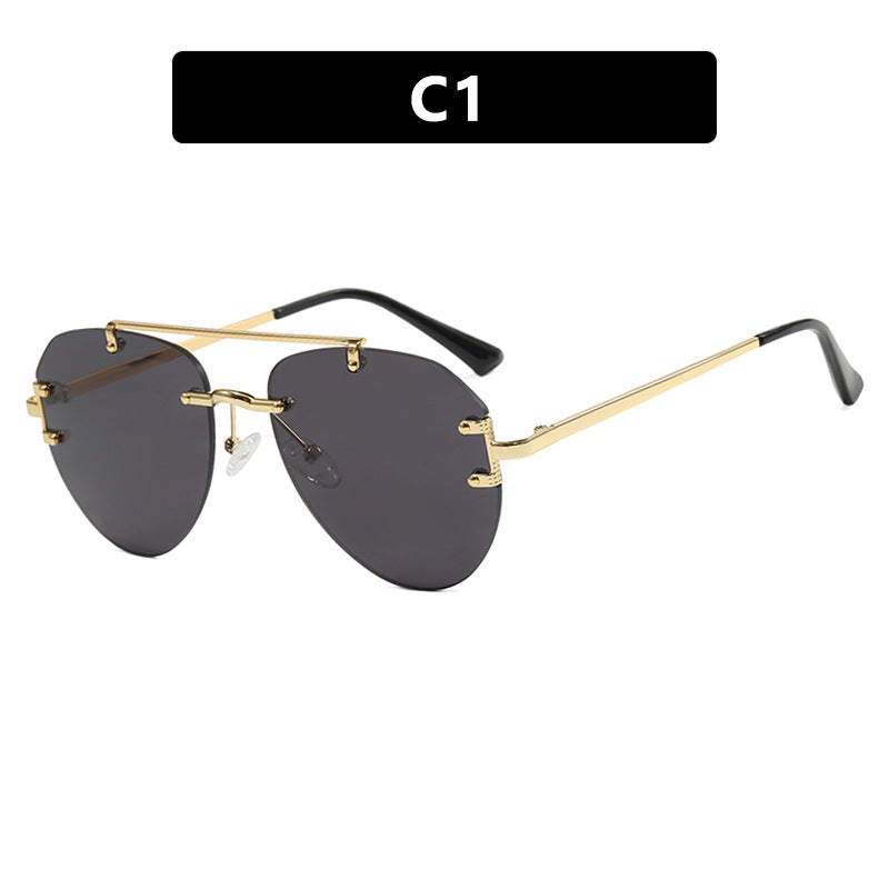 Damen moderne Piloten-Sonnenbrille mit gradienten Gläsern und dünnem Metallrahmen Brehn