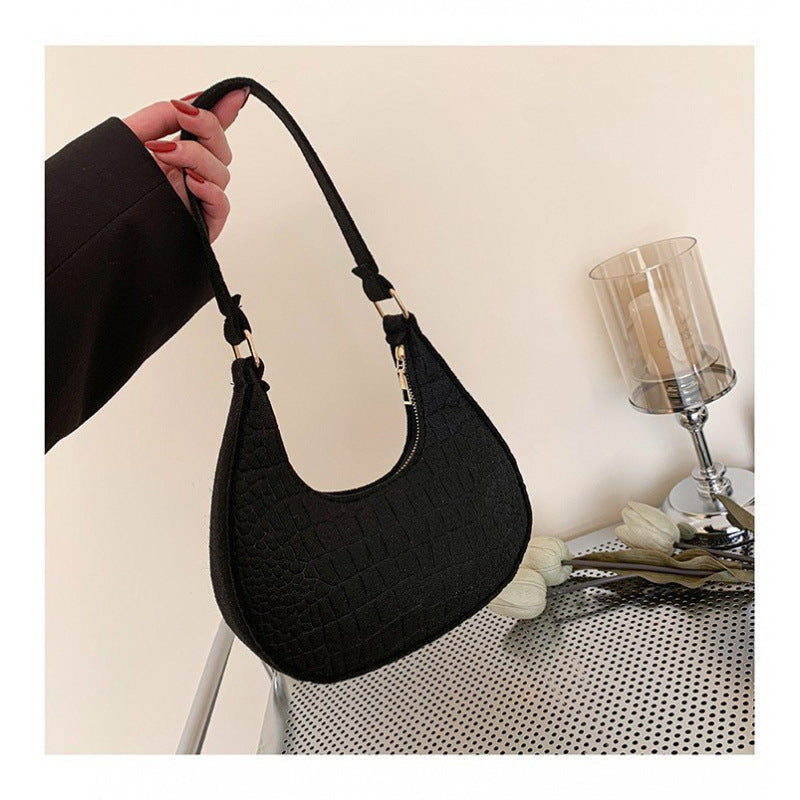 WoCrocodile-Textur Handheld Hobo Tasche Brehn