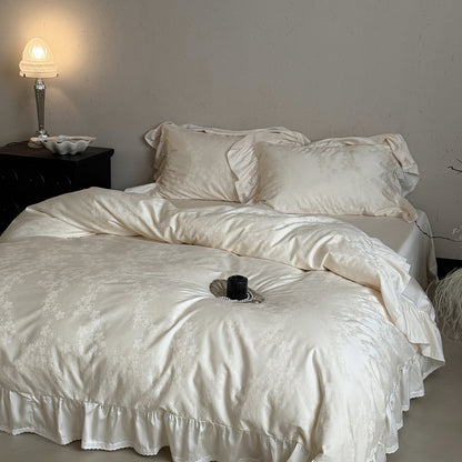 Luxuriöser Rüsch-Jacquard-Satin-Bettbezugset