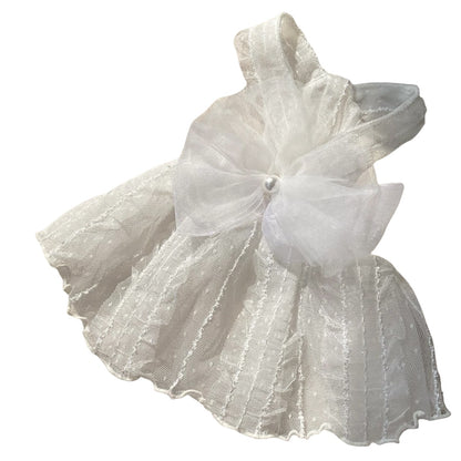 Haustier Tüllspitzenkleid mit Organza und Perlenanhänger