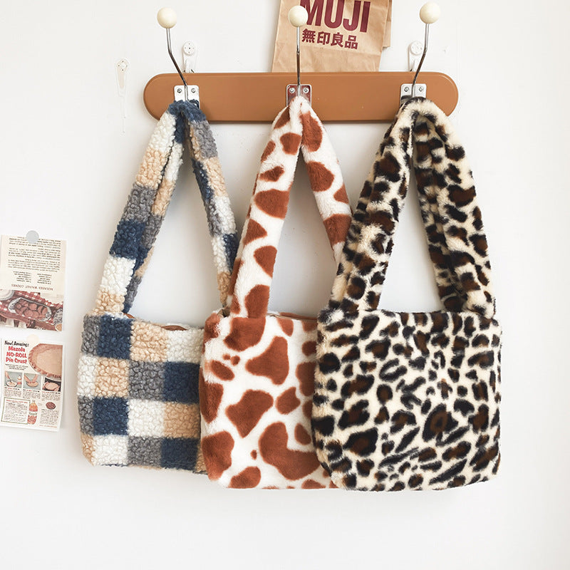 Luxuriöse Kunstfell Leopardenmuster Handtasche