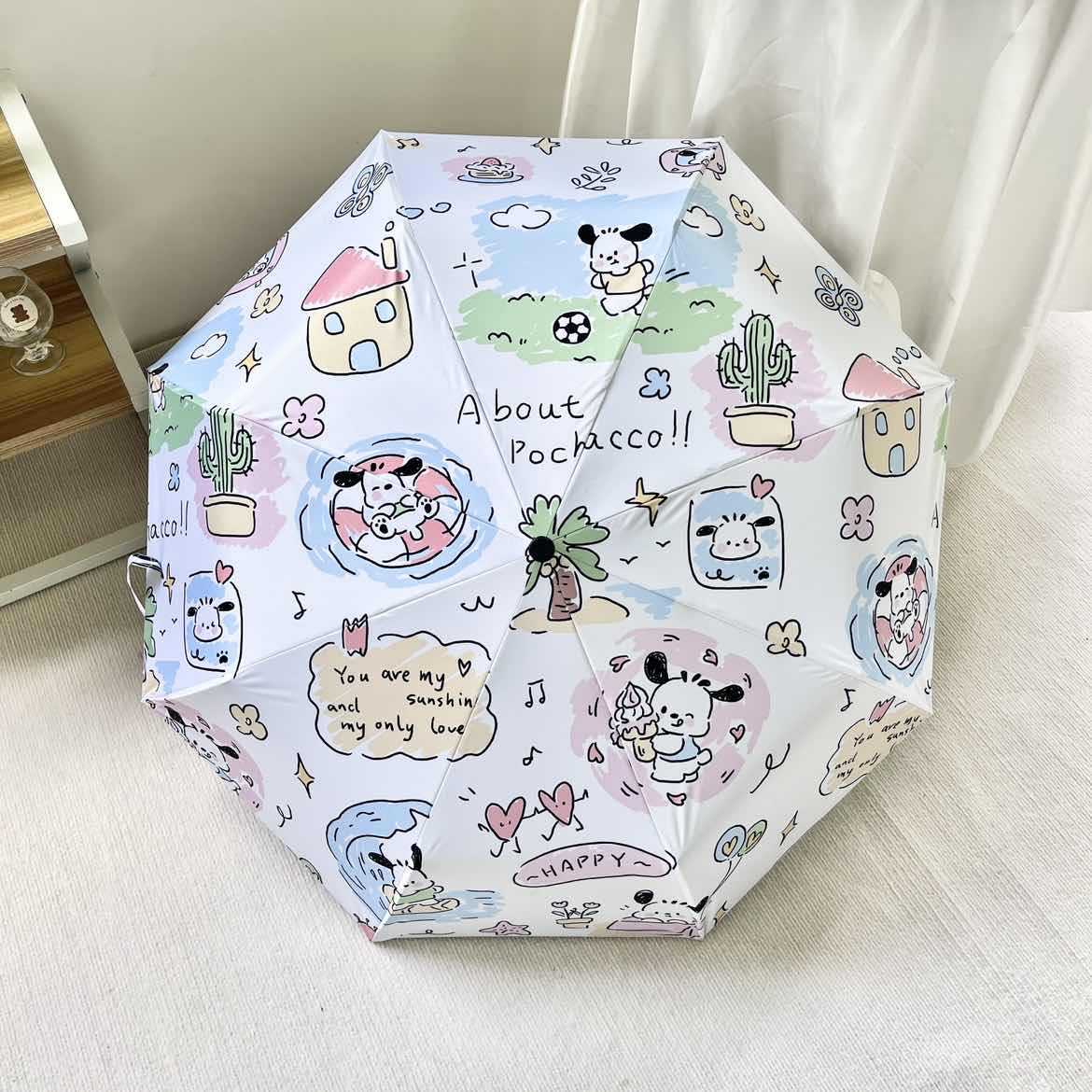 Damen Faltregenschirm mit verspieltem Pochacco Design Brehn