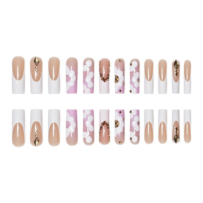 Elegante 3D Blumen Press-On Nagelkunst Brehn