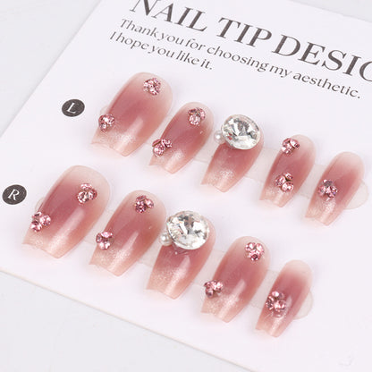 Rhinestone-verziertes Press-On-Nagelkunst-Set Brehn