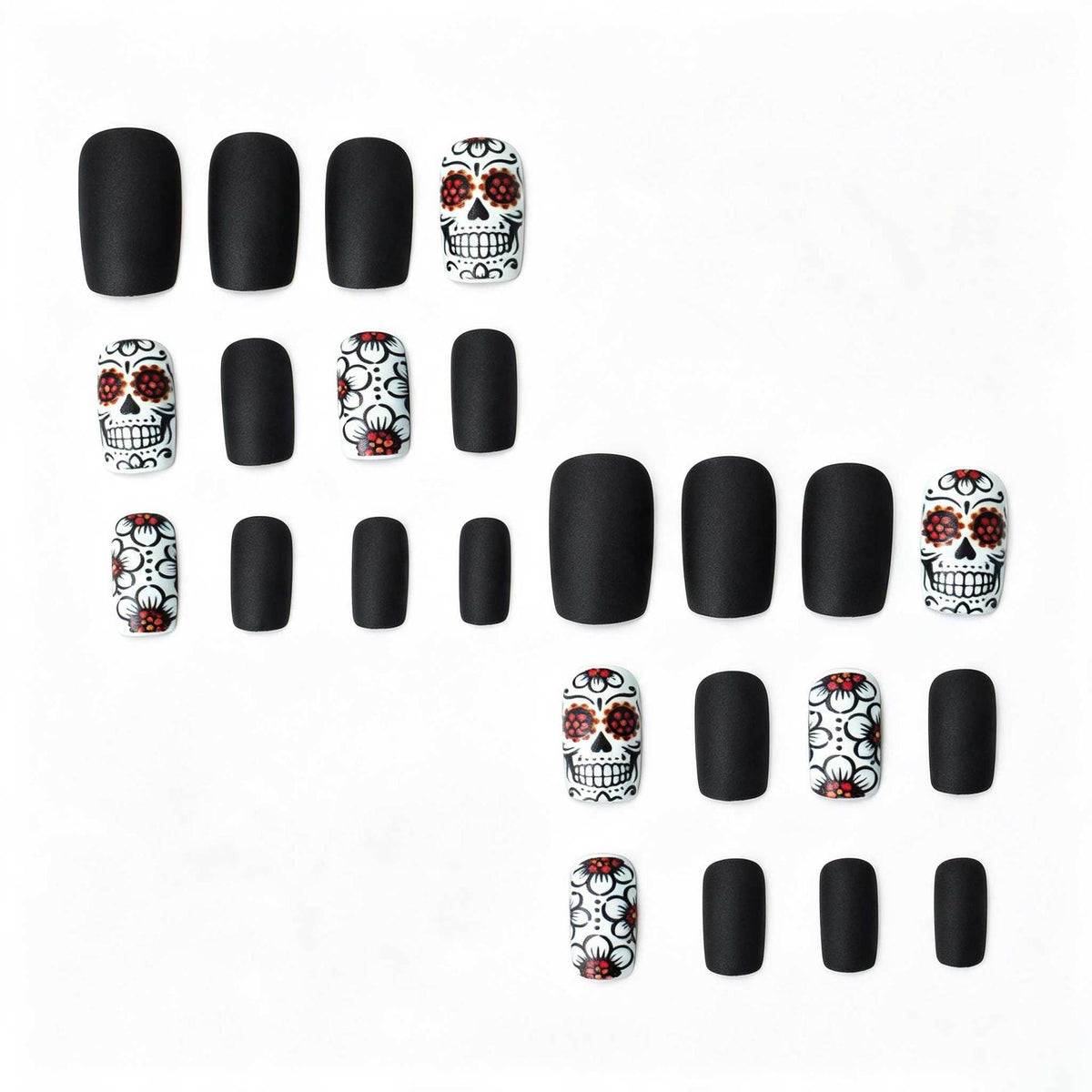 Künstlerisches Skull- und Blumen-Nail-Art-Set