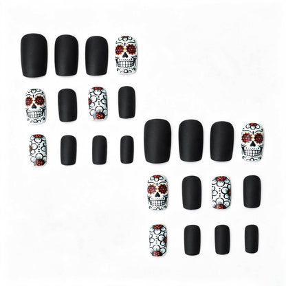 Künstlerisches Skull- und Blumen-Nail-Art-Set