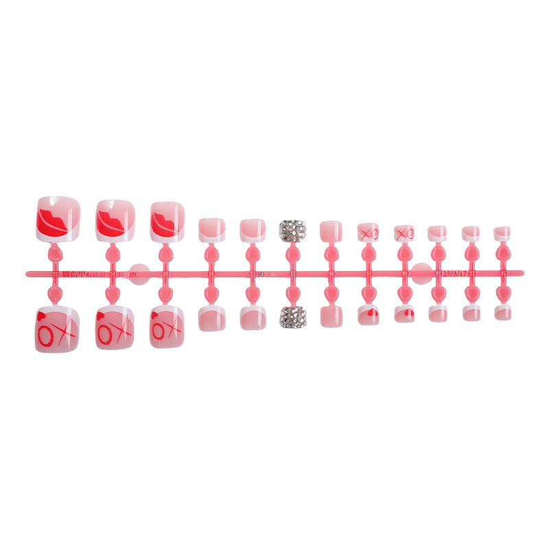Dekoratives Press-On Nagelkunst-Set mit Kuss- und Herzdesigns Brehn