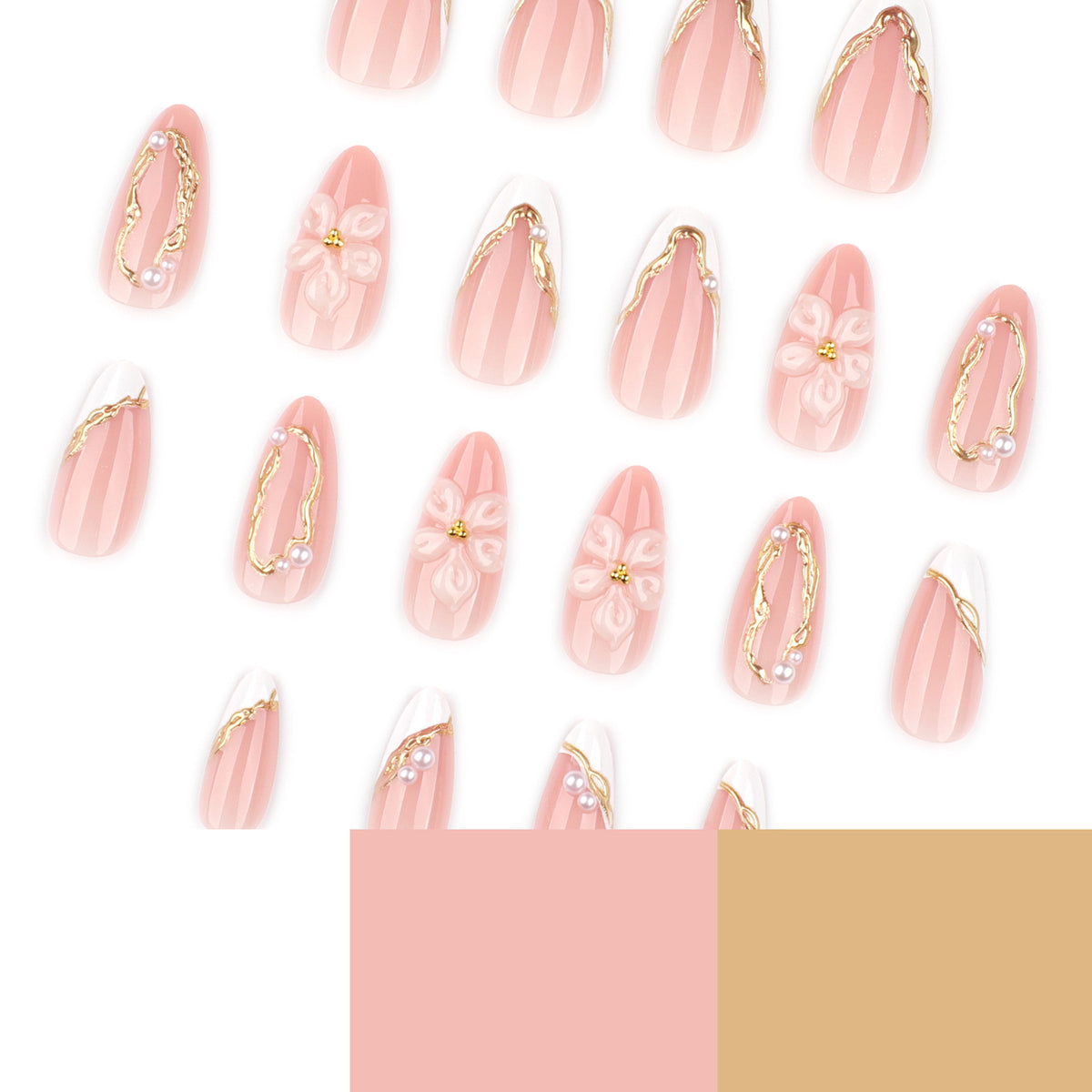 Kunstvolle Nagelverlängerungen mit eleganten blühenden Akzenten Brehn