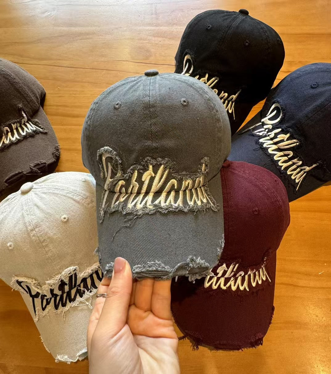 Unisex beschädigte Denim Baseballcap Brehn