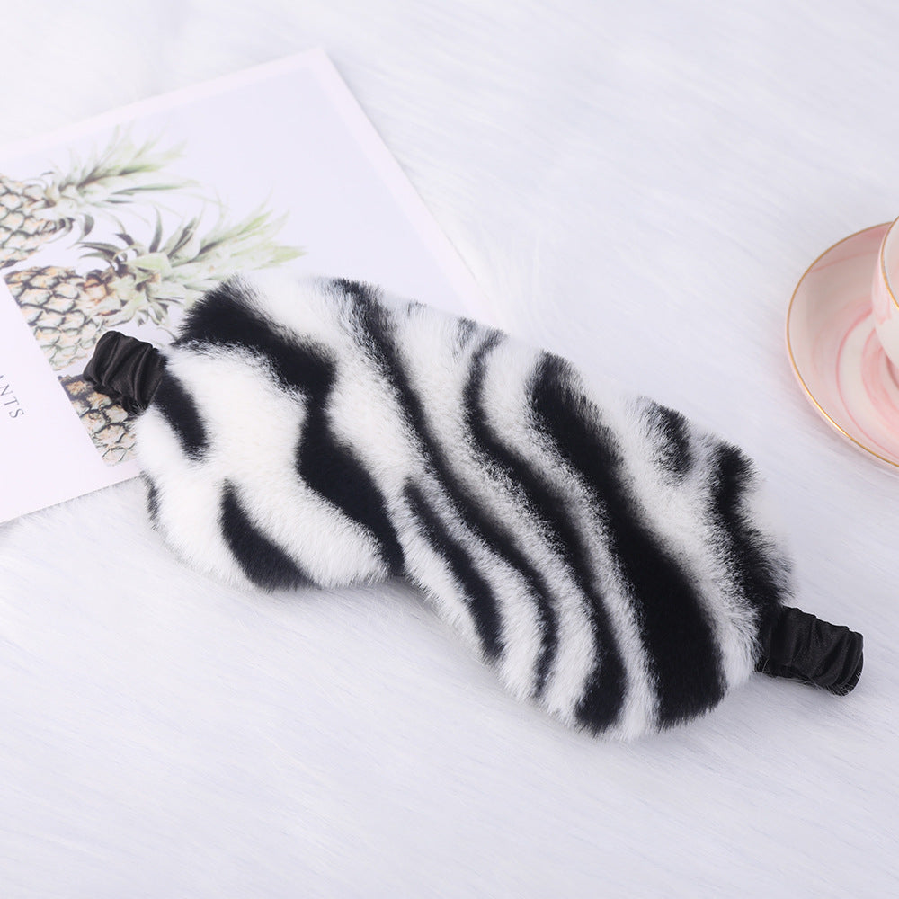 Damen nan luxuriöse Kunstfell Schlafmaske mit Leopardenmuster, extra weicher Polsterung und elastischem Komfortband Brehn
