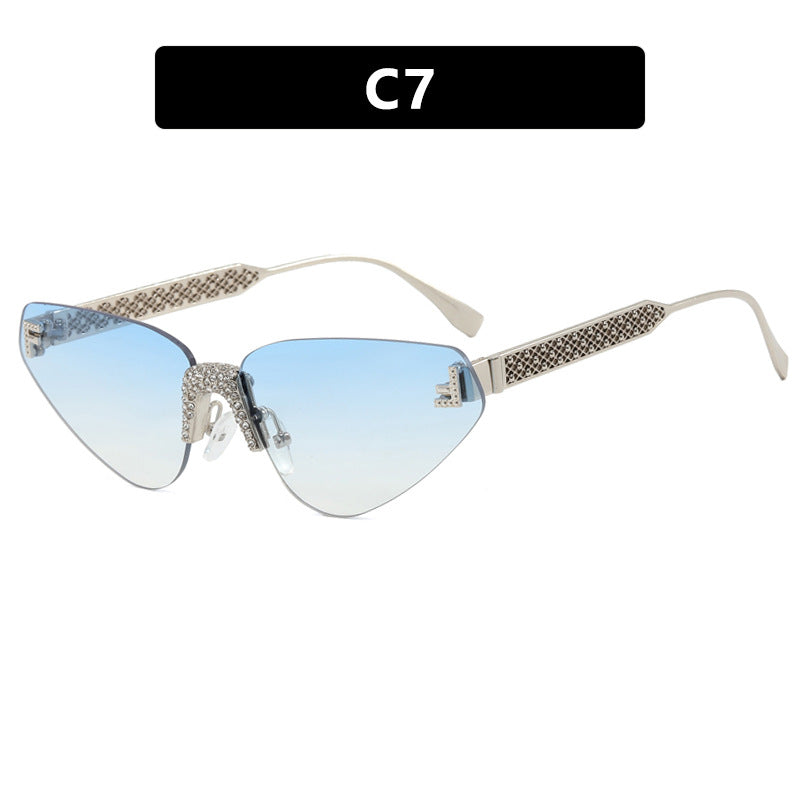 Damen Designer Katzenaugen-Sonnenbrille mit funkelndem Strass-Besatz Brehn