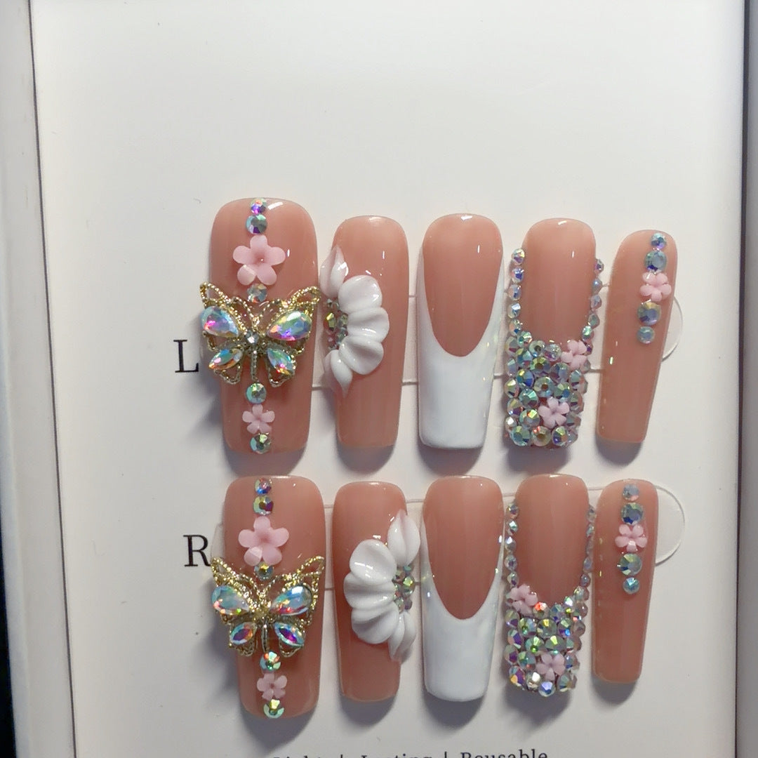 Exquisite 3D Blumen Nagel Kunst Tipps