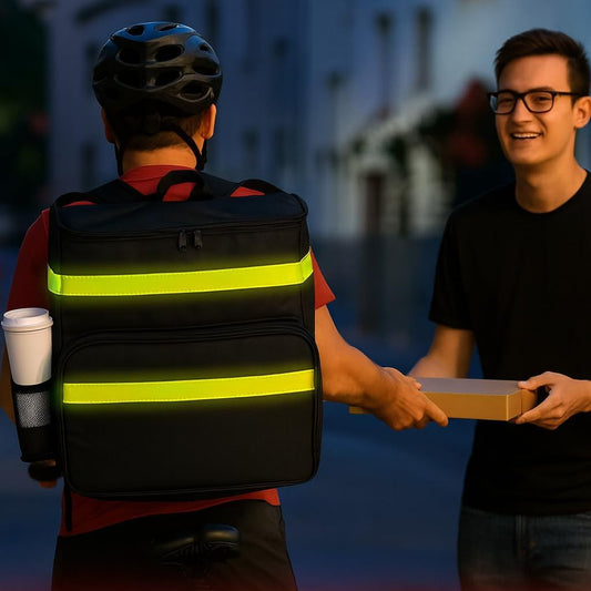 Damen Isolierte Pizza-Liefertasche mit Getränkehaltern und reflektierenden Elementen Brehn