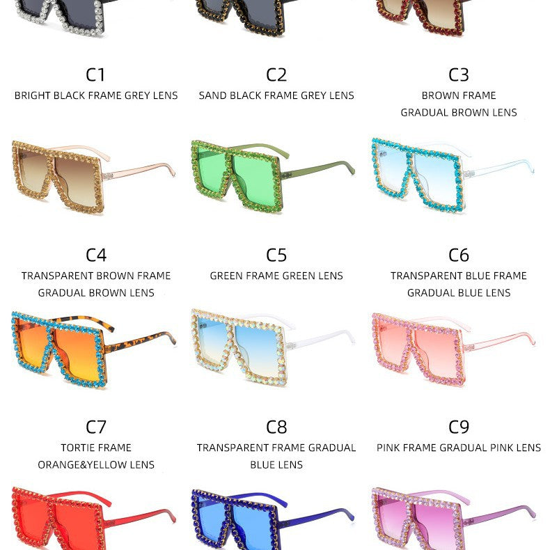 Damen auffällige quadratische Sonnenbrille mit funkelnden Applikationen Brehn