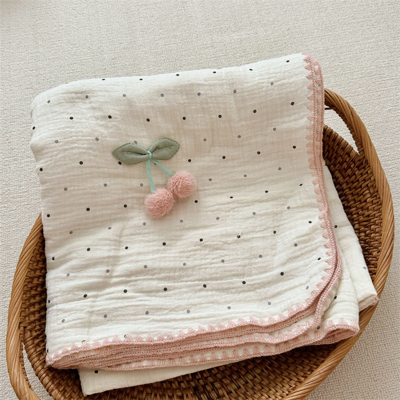 Unisex Kuschelige Musselin-Decke mit verspieltem Pompom-Design Brehn