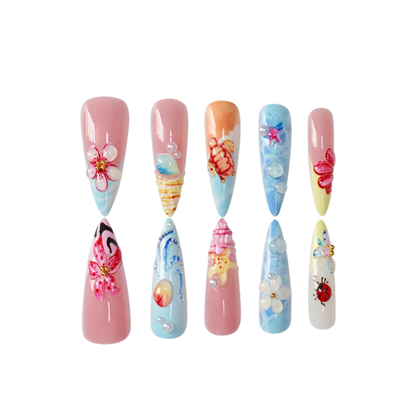 Künstlerische Meer-Themen-Nagelkunst Brehn