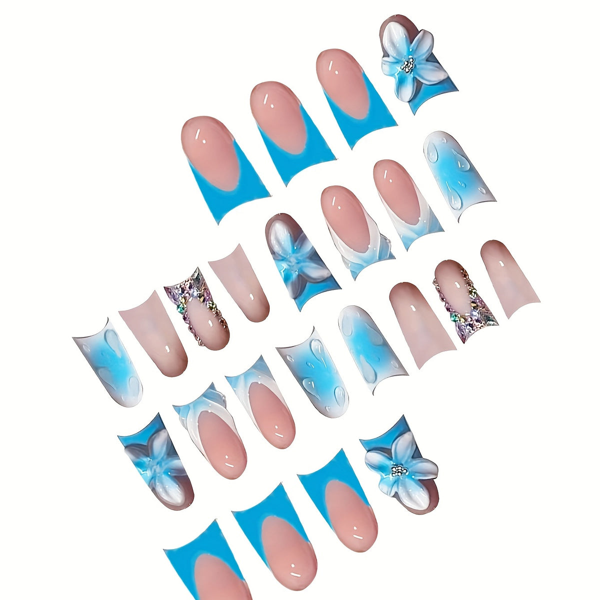 Elegantes Künstlerisches Florales Acryl-Nagel-Set Brehn