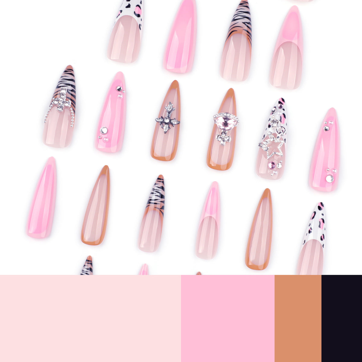 Kunstvolle Stiletto-Nägel mit Glitzer- und Strassverzierungen Brehn